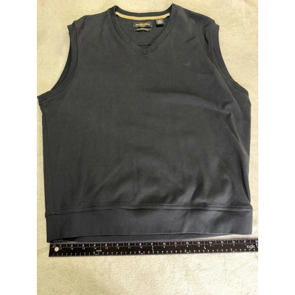Golden Bear Golf Mens Black V-Neck Sweater Vest 100% Combed Cotton Size M
